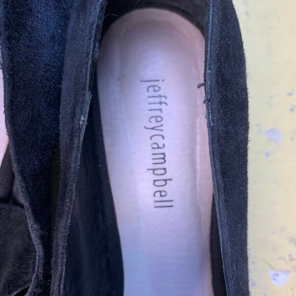 Jeffery Campbell Black Suede Chain Accent Block Heel Loafer Style Pump  Size 9.5 - Picture 8 of 9